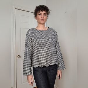 SAAJ made In France Black and White Houndstooth Women's Top